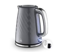 Swan SK14611GRY Windsor Rapid Boil Kettle with Removable Limescale Filter, Boil Dry Protection and Hidden Cord Storage, 1.7L, 3KW, Grey