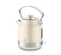 Swan SK14631C Retro Traditional Kettle, Rapid Boil, Removable Limescale Filter, Easy Pour, 360 Degree Base, Water Indicator Window and Boil Dry Protection 1.7L, 3KW, Cream and Stainless Steel