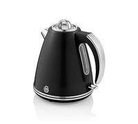 Swan SK19020BN Retro Jug Kettle, Fast Boil, Easy Pour, 360 Degree Base, 1.5L, 3KW, Black
