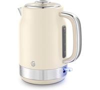 Swan SK19025C Retro Jug Kettle, Rapid Boil, Removable Limescale Filter, Easy Pour, 360 Degree Base, Water Indicator Window and Boil Dry Protection 1.7L, 3KW, Cream and Stainless Steel