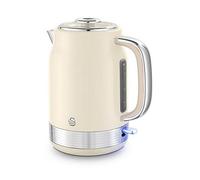 Swan SK19025C Retro Jug Kettle, Rapid Boil, Removable Limescale Filter, Easy Pour, 360 Degree Base, Water Indicator Window and Boil Dry Protection 1.7L, 3KW, Cream and Stainless Steel