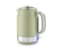 Swan SK19025GRN Retro Jug Kettle, Rapid Boil, Removable Limescale Filter, Easy Pour, 360 Degree Base, Water Indicator Window and Boil Dry Protection 1.7L, 3KW, Green and Stainless Steel