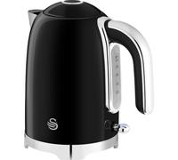 Swan SK19026BLK Solace Cordless Kettle, Premium Stainless Steel with a High Gloss Finish, Fast Boil, 360-Degree Base, Removable Limescale Filter, 1.7 Litres, 3000W, Black