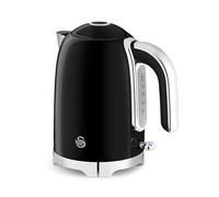 Swan SK19026BLK Solace Cordless Kettle, Premium Stainless Steel with a High Gloss Finish, Fast Boil, 360-Degree Base, Removable Limescale Filter, 1.7 Litres, 3000W, Black