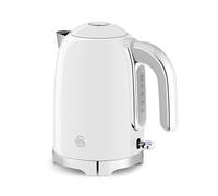 Swan SK19026WHT Solace Cordless Kettle, Premium Stainless Steel with a High Gloss Finish, Fast Boil, 360-Degree Base, Removable Limescale Filter, 1.7 Litres, 3000W, White with Chrome Trim