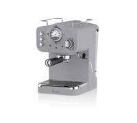 Swan SK22110GRN Retro Espresso Plastic Coffee Machine with Milk Frother, Steam Pressure Control, 1.2L Detachable Water Tank, 1100W, Retro Grey