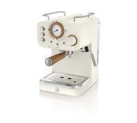 Swan SK22110WHTN Nordic Espresso Coffee Machine with Milk Frother, Steam Pressure Control, 1.2L Detachable Water Tank, 1100W, Nordic Cotton White