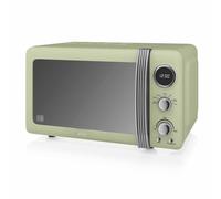 Swan SM22030LGN Retro LED Digital Microwave with Glass Turntable, 5 Power levels & Defrost Setting, 20L, 800W, Green