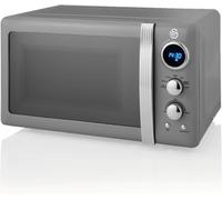 Swan Retro LED Digital Microwave Grey, 20L, 800W, 6 Power Levels Including Defrost Setting, SM22030LGRN