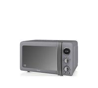 Swan Retro LED Digital Microwave Grey, 20L, 800W, 6 Power Levels Including Defrost Setting, SM22030LGRN