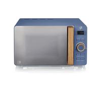 Swan SM22036LBLUN Nordic LED Digital Microwave with Glass Turntable, 6 Power Levels & Defrost Setting, 20L, 800W, Blue