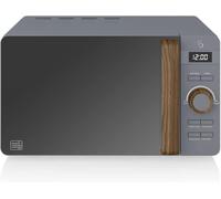 Swan SM22036LGRYN Nordic LED Digital Microwave with Glass Turntable, 6 Power Lev