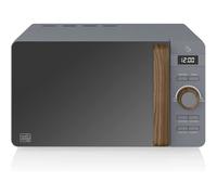 Swan SM22036LGRYN Nordic LED Digital Microwave with Glass Turntable, 6 Power Levels & Defrost Setting, 20L, 800W, Grey