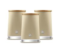 Swan Solace 1.5 Litre Cast Iron Set of 3 Food Storage Canisters - Oatmeal