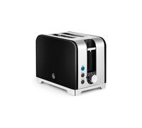 Swan ST19031BLK Solace 2 Slice Toaster, Premium Stainless Steel with a High Gloss Finish, 7 Browning Levels, Defrost, Reheat and Cancel Functions, Non-Slip Feet, Self-Centring Function, 930W, Black