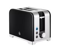 Swan ST19031BLK Solace 2 Slice Toaster, Premium Stainless Steel with a High Gloss Finish, 7 Browning Levels, Defrost, Reheat and Cancel Functions, Non-Slip Feet, Self-Centring Function, 930W, Black