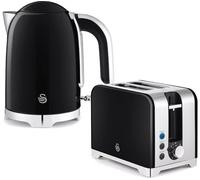 Swan Solace 2-Slice Toaster & Cordless Jug Kettle Bundle - Black, Black
