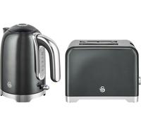 SWAN Solace 2-Slice Toaster & Cordless Jug Kettle Bundle - Graphite, Black