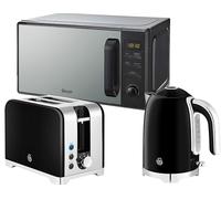 Swan Solace Black 1.7L 3KW Kettle, 2 Slice Toaster and SM4421BLK Digital Microwave. Contemporary Design Kettle, Toaster & Microwave Kitchen Set with a Premium Black Finish