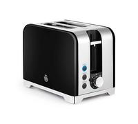 Swan ST19031BLK Solace 2 Slice Toaster, Premium Stainless Steel with a High Gloss Finish, 7 Browning Levels, Defrost, Reheat and Cancel Functions, Non-Slip Feet, Self-Centring Function, 930W, Black
