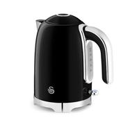 Swan SK19026BLK Solace Cordless Kettle, Premium Stainless Steel with a High Gloss Finish, Fast Boil, 360-Degree Base, Removable Limescale Filter, 1.7 Litres, 3000W, Black