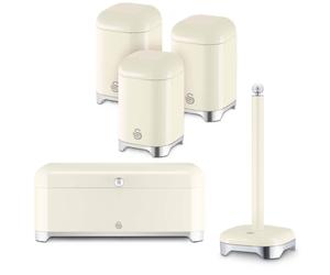 Swan Solace Bread Bin, Canisters And Towel Pole In Cream Cream