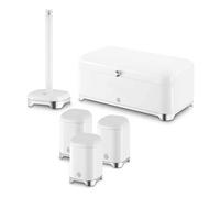 Swan Solace Bread Bin, Set Of 3 Canisters & Towel Pole In White White