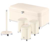 Swan Solace Cream Breadbin Canisters Kitchen Roll Holder Storage Set Chrome Trim