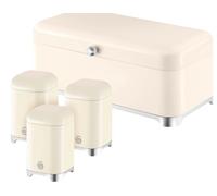 Swan Solace Cream Breadbin Canisters Kitchen Storage Set Chrome Trim