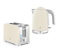 Swan Solace Cream Kettle & 2 Slice Toaster High Gloss & Chrome Trim
