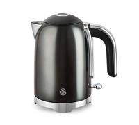 Swan SK19026GRP Solace Cordless Kettle, Premium Stainless Steel with a High Gloss Finish, Fast Boil, 360-Degree Base, Removable Limescale Filter, 1.7 Litres, 3000W, Graphite with Chrome Trim