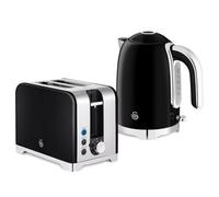 Swan Solace Kettle & Toaster Set Black Stainless Steel 1.7L Fast Boil 7 Browning