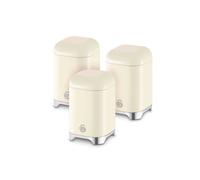 Swan Solace Set of 3 Canisters for Tea, Coffee and Sugar, Durable Iron Body Wipes Clean and Resists Scuffs, Each Canister is 1.5L, Cream, SWKA18541CRM
