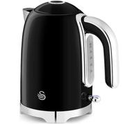 Swan SK19026BLK Solace Cordless Kettle, Premium Stainless Steel with a High Gloss Finish, Fast Boil, 360-Degree Base, Removable Limescale Filter, 1.7 Litres, 3000W, Black