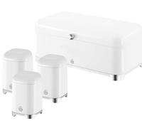 Swan Solace White Breadbin 3 Canisters Matching Kitchen Storage Set Chrome Trim