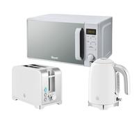 Swan Solace White Kettle 2 Slice Toaster & Digital Microwave Set