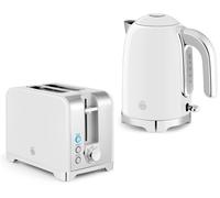 Swan Solace White Kettle & 2 Slice Toaster High Gloss White Finish & Chrome Trim