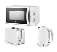 Swan Solace White Kettle 2 Slice Toaster & Microwave Kitchen Set