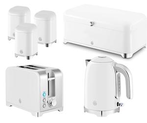 Swan Solace White Kettle Toaster Bread Bin Canisters Matching Kitchen Set