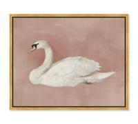 Swan Song I Framed Canvas Print Pink Wall Decor by Art Remedy, Gold Frame, 30 x 24