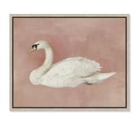 Swan Song I Framed Canvas Print Pink Wall Decor by Art Remedy, Natural Oak Frame, 20 x 16
