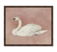 Swan Song I Framed Canvas Print Pink Wall Decor by Art Remedy, Walnut Frame, 24 x 20