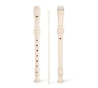 SWAN Soprano Recorder Instrument for Beginners Student - Baroque Style 8 Hole Flute Detachable 3pcs Descant Recorder with Cleaning Rod and Fingering Chart for Kids over 6 Years Old, Beige