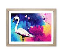 Swan Splash Vol.1 Abstract Framed Print | A2 Oak Framed Wall Art | Ready to Hang | Abstract Animal Picture | Living Room Bedroom Lounge Office