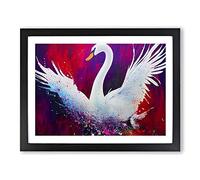 Swan Splash Vol.3 Abstract Framed Print | A2 Black Framed Wall Art | Ready to Hang | Abstract Animal Picture | Living Room Bedroom Lounge Office