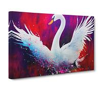 Swan Splash Vol.3 Canvas Print | Gallery Wrapped 30mm Frame Wall Art | 30x20 inches | Ready to Hang | Abstract Bird Picture | Living Room Bedroom Lounge Office
