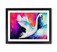Swan Splash Vol.4 Abstract Framed Print | A4 Black Framed Wall Art | Ready to Hang | Abstract Animal Picture | Living Room Bedroom Lounge Office