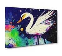 Swan Splash Vol.5 Canvas Print | Gallery Wrapped 30mm Frame Wall Art | 30x20 inches | Ready to Hang | Abstract Bird Picture | Living Room Bedroom Lounge Office