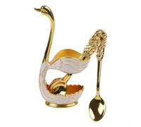 Swan Spoon Set for Elegant Tableware - Gold Zinc Alloy Fruit Dessert Forks with Hollow Design, Kitchen Utensil Organiser, 6-Piece Home Dining Decoration