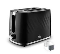 Swan ST14071BLK Windsor 2 Slice Toaster with 7 Browning Levels, Defrost/Reheat/Cancel Functions, Self-Centring Functions and Removable Crumb Tray,